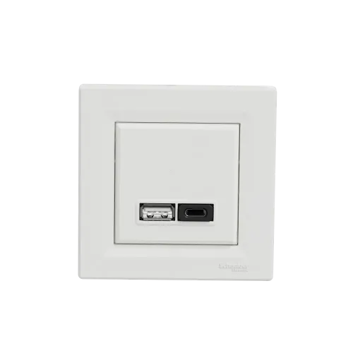 USB розетка тип А+С 3А 45Вт, белый, EPH2700421 Schneider Electric Asfora