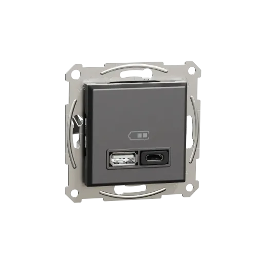 USB розетка тип А+С 3А 45Вт, антрацит, EPH2700471 Schneider Electric Asfora