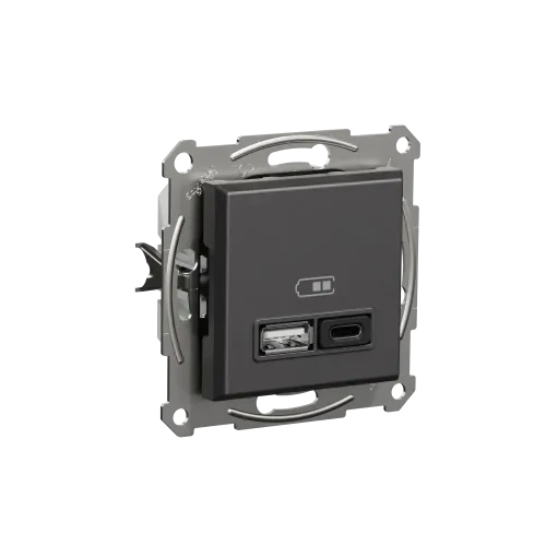 USB розетка тип А+С 3А 45Вт, антрацит, EPH2700471 Schneider Electric Asfora