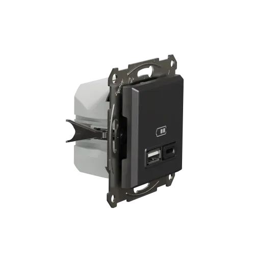 USB розетка тип А+С 3А 45Вт, антрацит, EPH2700471 Schneider Electric Asfora