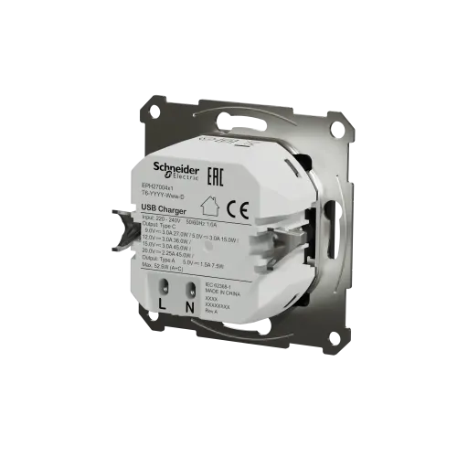 USB розетка тип А+С 3А 45Вт, антрацит, EPH2700471 Schneider Electric Asfora