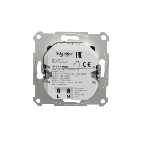 USB розетка тип А+С 3А 45Вт, антрацит, EPH2700471 Schneider Electric Asfora