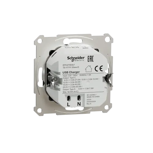 USB розетка тип А+С 3А 45Вт, антрацит, EPH2700471 Schneider Electric Asfora