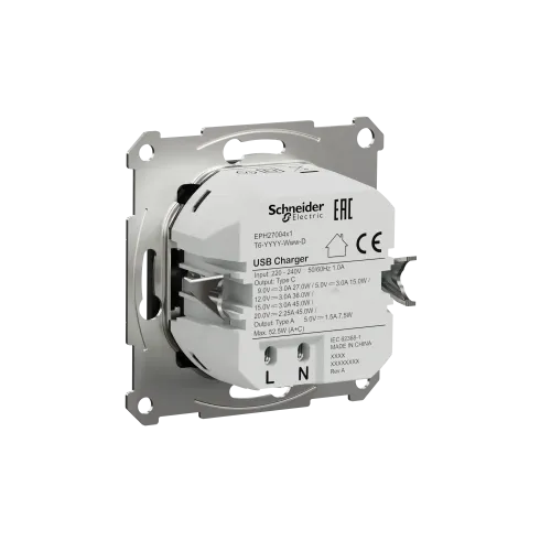USB розетка тип А+С 3А 45Вт, антрацит, EPH2700471 Schneider Electric Asfora
