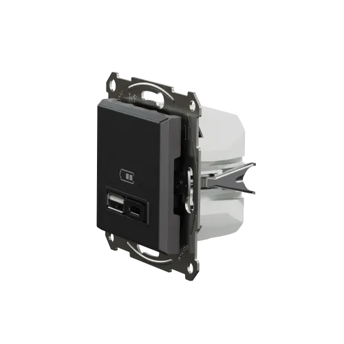 USB розетка тип А+С 3А 45Вт, антрацит, EPH2700471 Schneider Electric Asfora