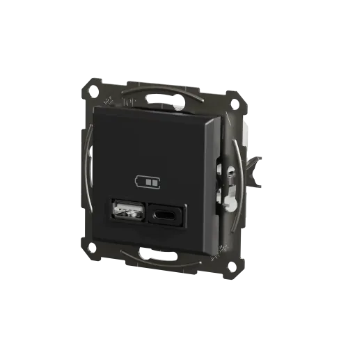 USB розетка тип А+С 3А 45Вт, антрацит, EPH2700471 Schneider Electric Asfora