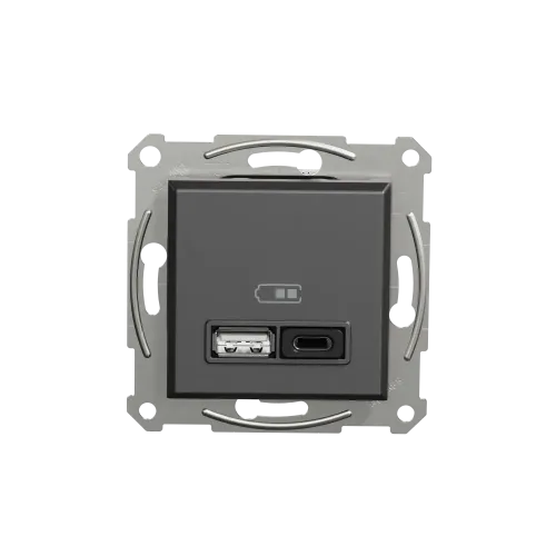USB розетка тип А+С 3А 45Вт, антрацит, EPH2700471 Schneider Electric Asfora
