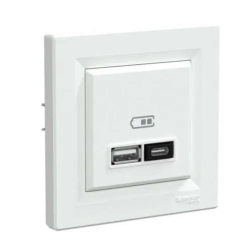 USB розетка тип А+С, 21 Вт, белый, EPH2700521 Schneider Electric Asfora