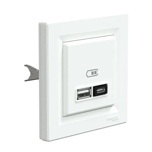 USB розетка тип А+С, 21 Вт, белый, EPH2700521 Schneider Electric Asfora