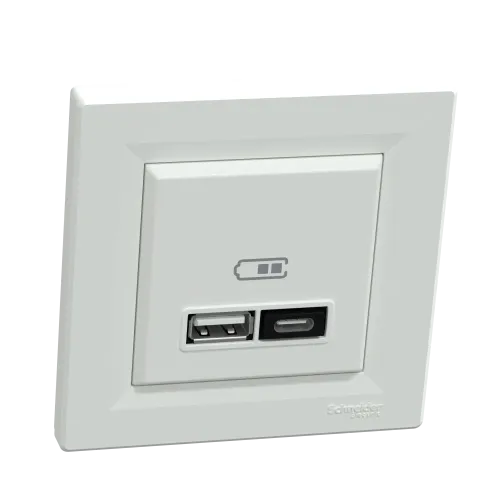 USB розетка тип А+С, 21 Вт, белый, EPH2700521 Schneider Electric Asfora