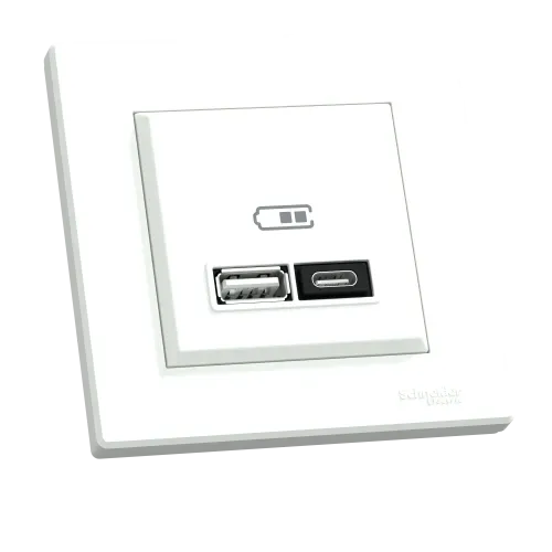 USB розетка тип А+С, 21 Вт, белый, EPH2700521 Schneider Electric Asfora