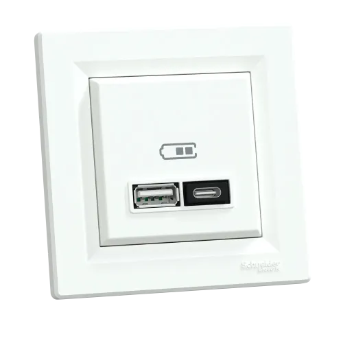 USB розетка тип А+С, 21 Вт, белый, EPH2700521 Schneider Electric Asfora