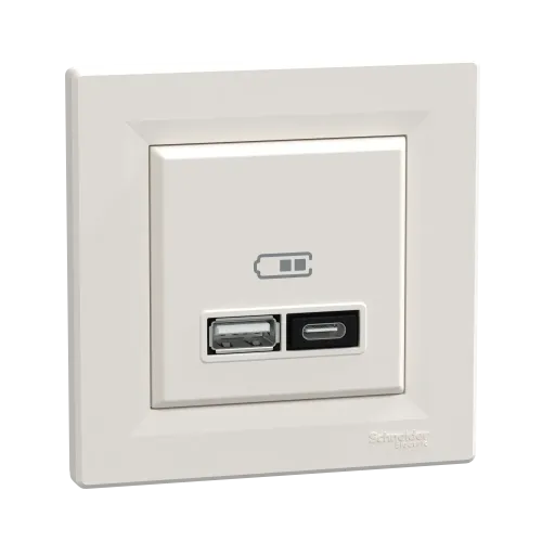 USB розетка тип А+С, 21 Вт, кремовий, EPH2700523 Schneider Electric Asfora