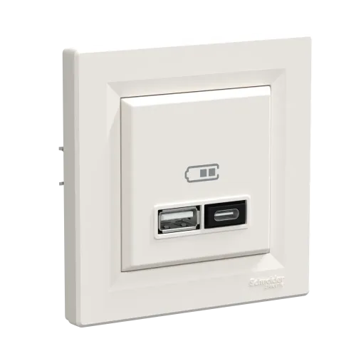USB розетка тип А+С, 21 Вт, кремовий, EPH2700523 Schneider Electric Asfora