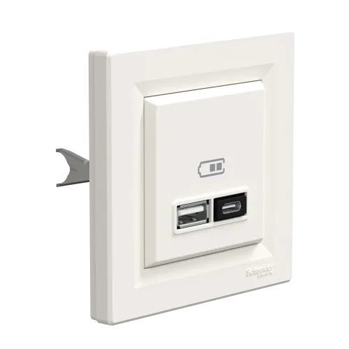 USB розетка тип А+С, 21 Вт, кремовий, EPH2700523 Schneider Electric Asfora