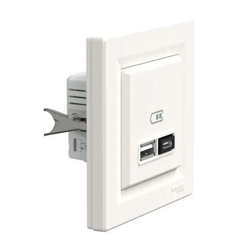 USB розетка тип А+С, 21 Вт, кремовий, EPH2700523 Schneider Electric Asfora