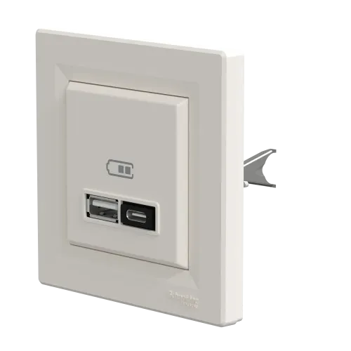 USB розетка тип А+С, 21 Вт, кремовий, EPH2700523 Schneider Electric Asfora