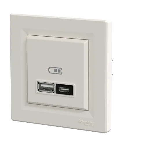 USB розетка тип А+С, 21 Вт, кремовий, EPH2700523 Schneider Electric Asfora