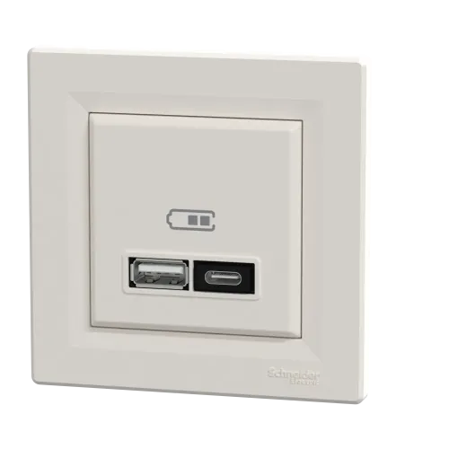 USB розетка тип А+С, 21 Вт, кремовий, EPH2700523 Schneider Electric Asfora