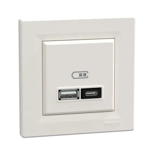 USB розетка тип А+С, 21 Вт, кремовий, EPH2700523 Schneider Electric Asfora