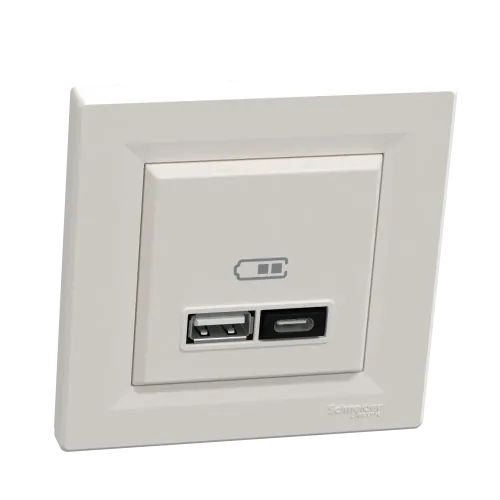 USB розетка тип А+С, 21 Вт, кремовий, EPH2700523 Schneider Electric Asfora