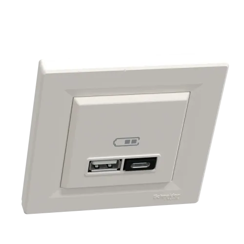 USB розетка тип А+С, 21 Вт, кремовий, EPH2700523 Schneider Electric Asfora