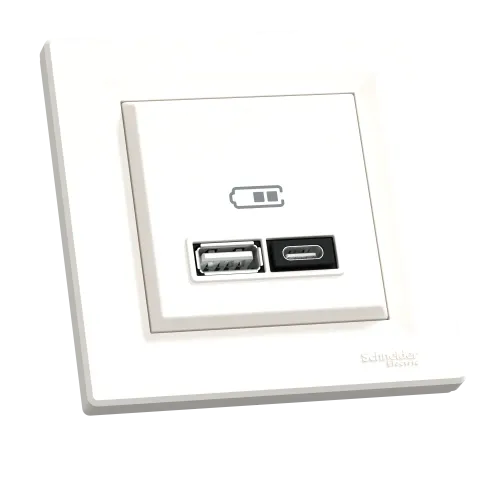USB розетка тип А+С, 21 Вт, кремовий, EPH2700523 Schneider Electric Asfora