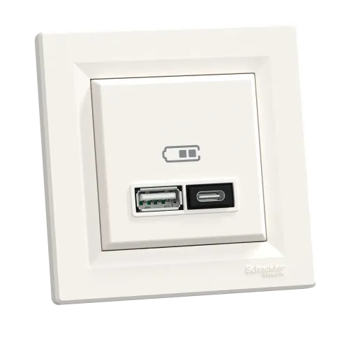 USB розетка тип А+С, 21 Вт, кремовий, EPH2700523 Schneider Electric Asfora