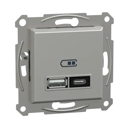 USB розетка тип А+С, 21 Вт, алюминий, EPH2700561 Schneider Electric Asfora