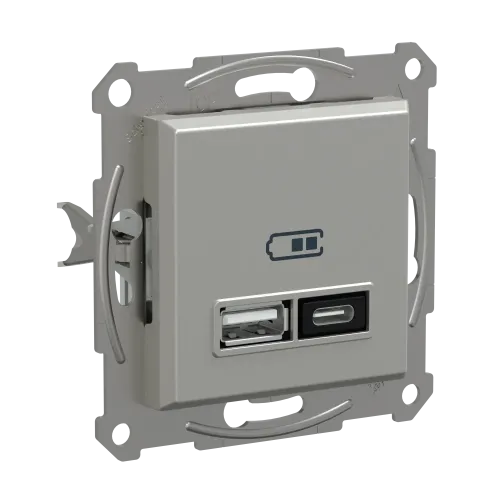 USB розетка тип А+С, 21 Вт, алюминий, EPH2700561 Schneider Electric Asfora