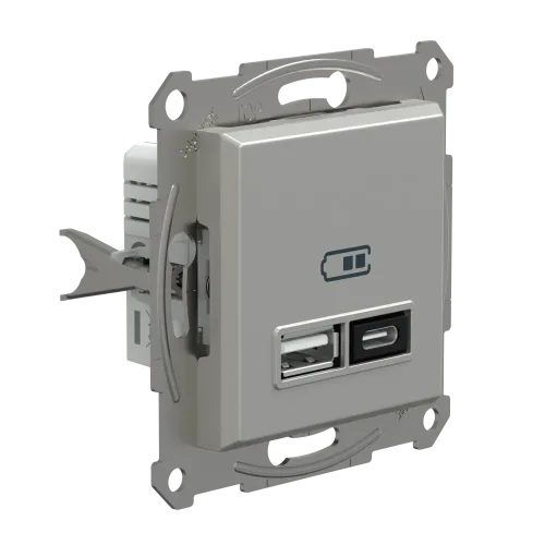 USB розетка тип А+С, 21 Вт, алюминий, EPH2700561 Schneider Electric Asfora