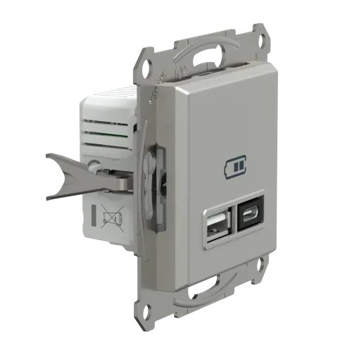 USB розетка тип А+С, 21 Вт, алюминий, EPH2700561 Schneider Electric Asfora