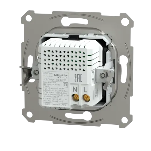 USB розетка тип А+С, 21 Вт, алюминий, EPH2700561 Schneider Electric Asfora