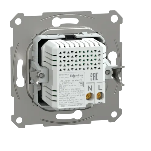 USB розетка тип А+С, 21 Вт, алюминий, EPH2700561 Schneider Electric Asfora