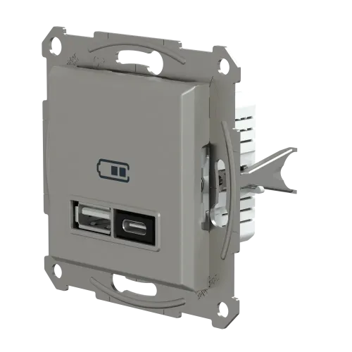 USB розетка тип А+С, 21 Вт, алюминий, EPH2700561 Schneider Electric Asfora