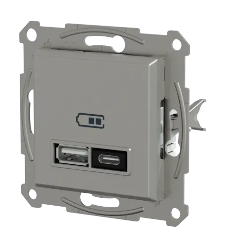 USB розетка тип А+С, 21 Вт, алюминий, EPH2700561 Schneider Electric Asfora
