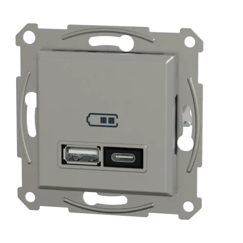 USB розетка тип А+С, 21 Вт, алюминий, EPH2700561 Schneider Electric Asfora