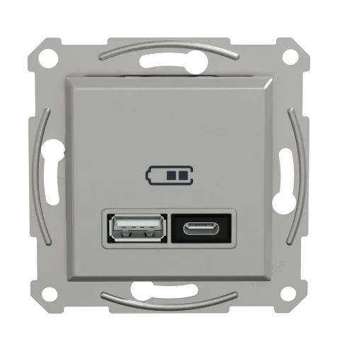 USB розетка тип А+С, 21 Вт, алюминий, EPH2700561 Schneider Electric Asfora
