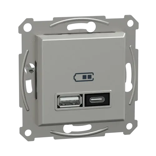 USB розетка тип А+С, 21 Вт, алюминий, EPH2700561 Schneider Electric Asfora