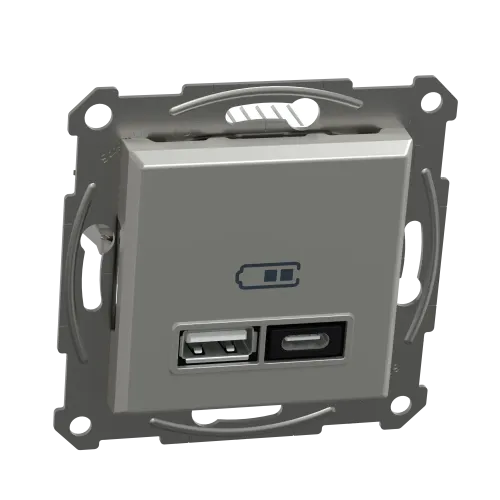 USB розетка тип А+С, 21 Вт, алюминий, EPH2700561 Schneider Electric Asfora