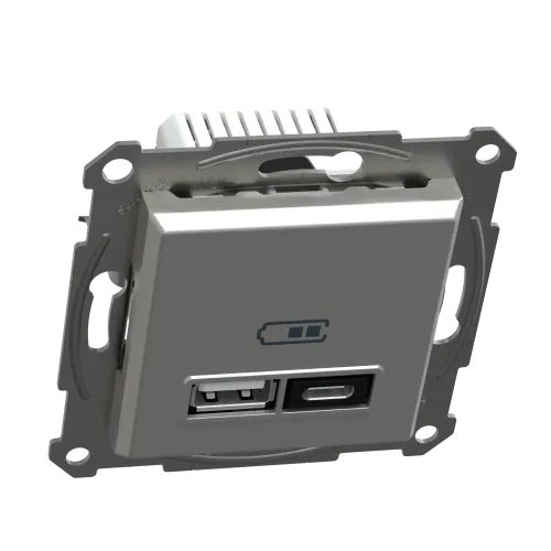 USB розетка тип А+С, 21 Вт, алюминий, EPH2700561 Schneider Electric Asfora
