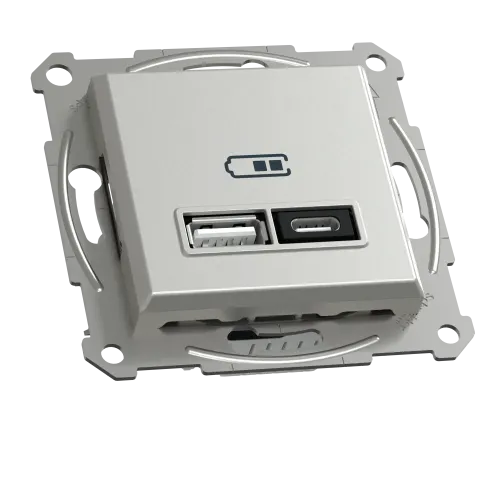 USB розетка тип А+С, 21 Вт, алюминий, EPH2700561 Schneider Electric Asfora