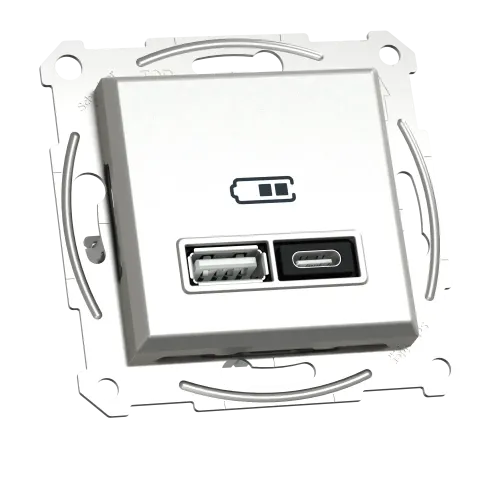 USB розетка тип А+С, 21 Вт, алюминий, EPH2700561 Schneider Electric Asfora