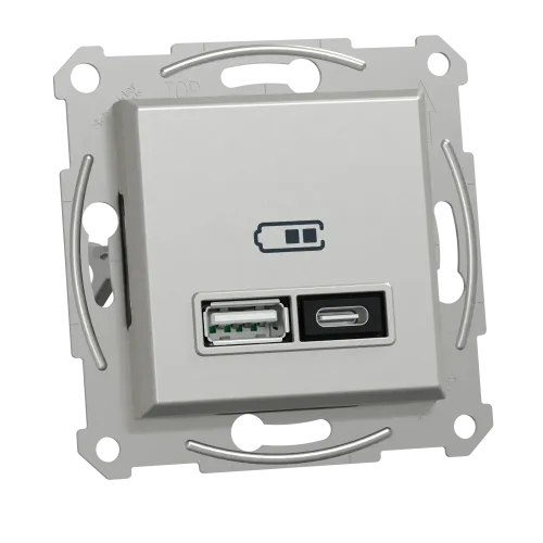 USB розетка тип А+С, 21 Вт, алюминий, EPH2700561 Schneider Electric Asfora