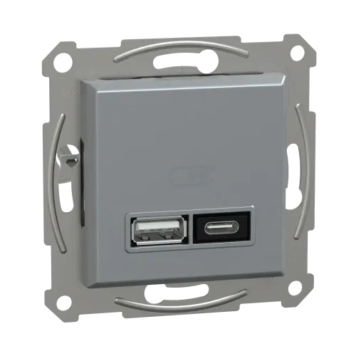 USB розетка тип А+С, 21 Вт, сталь, EPH2700562 Schneider Electric Asfora