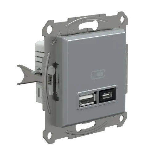 USB розетка тип А+С, 21 Вт, сталь, EPH2700562 Schneider Electric Asfora