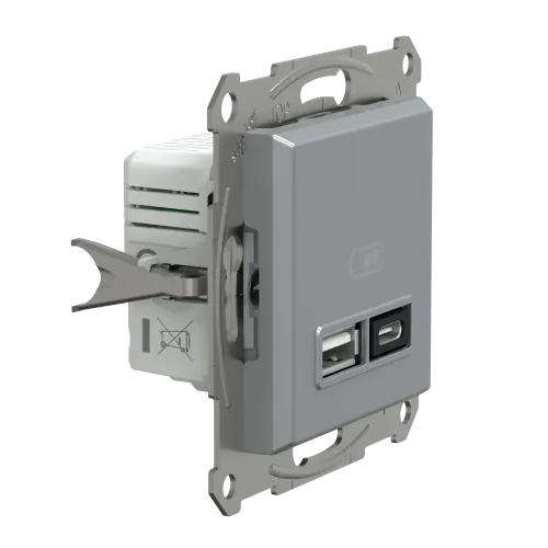 USB розетка тип А+С, 21 Вт, сталь, EPH2700562 Schneider Electric Asfora