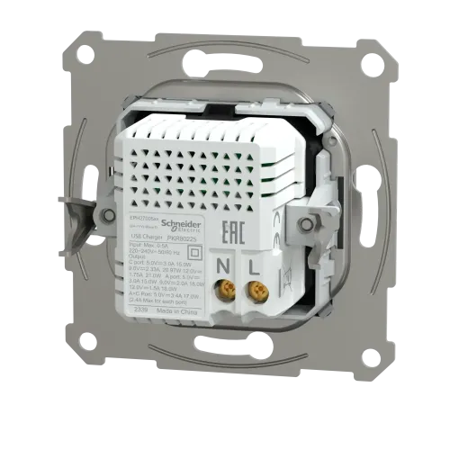 USB розетка тип А+С, 21 Вт, сталь, EPH2700562 Schneider Electric Asfora