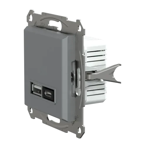 USB розетка тип А+С, 21 Вт, сталь, EPH2700562 Schneider Electric Asfora