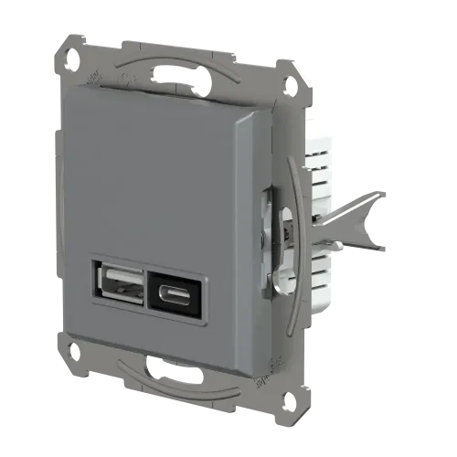 USB розетка тип А+С, 21 Вт, сталь, EPH2700562 Schneider Electric Asfora